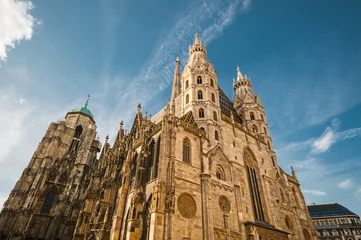 Deurstickers St. Stephan Kathedraal tegen blauwe hemel in Wenen, Oostenrijk © unclepodger