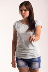 Portrait of a girl in a white T-shirt