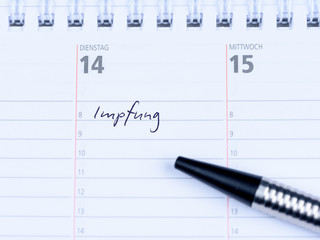 Terminkalender mit Eintrag - Impfung