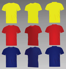 Classic t shirt. yellow, red and blue. vector illustration