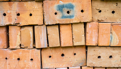 brick made of clay is made on a pallet