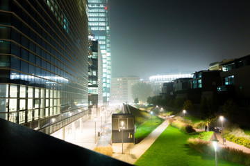 Milan, Italy, Financial district night view
