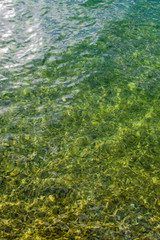 Vertical up view of crystal transparent fresh river sea water