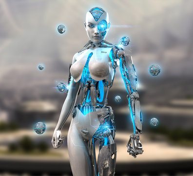 3d render of a female android cyborg character