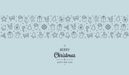 christmas greeting lettering icons element banner blue background
