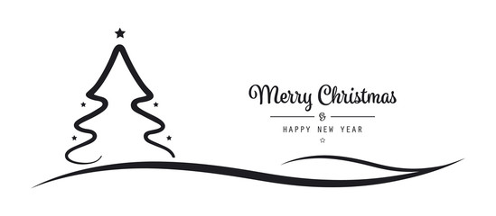 christmas tree stars lettering greetings isolated background