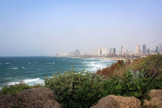 Mediterranean Sea coast of Tel Aviv, Israel