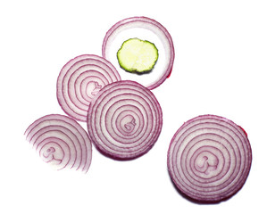 Fototapeta premium Onion and cucumber isolated on white background