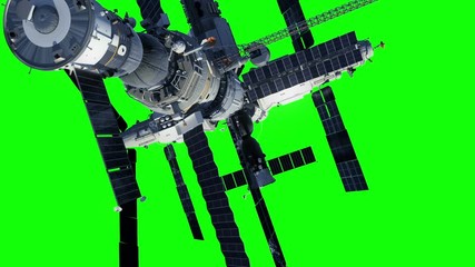 Space Station And Astronaut On Green Screen. 3D Animation. You Can Use Any Background For Your Projects. You Can Find Complete Scene In My Portfolio.