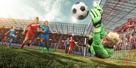 Zelfklevend Fotobehang Schot op doel in vrouwenvoetbal © Michael Stifter