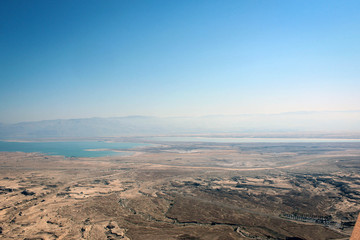 Fototapeta na wymiar Dead Sea and desert view from Masada Fortress, Israel