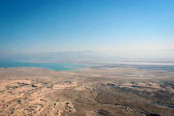 Fototapeta na wymiar Dead Sea and desert view from Masada Fortress, Israel