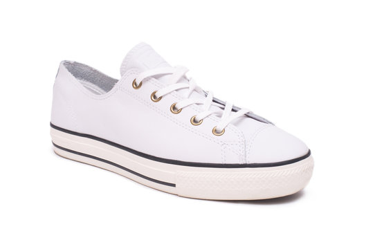 White sneakers isolated on white background. Sport shoes with clipping path.