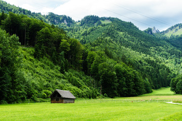 village houses in a mountain Alps landscape