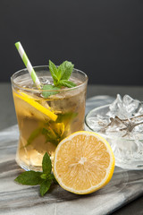 Ice tea with lemon and mint