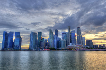Singapore Skyline at Marina Bay During Sunset