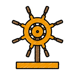 Obraz premium Boat ship wheel icon vector illustration graphic design