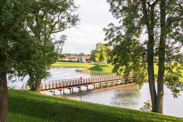 Bridge over the moat, in the old town in Fredrikstad, Norway