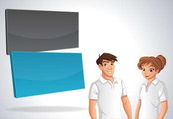 Vector banners / backgrounds with cartoon couple. Infographic design.

