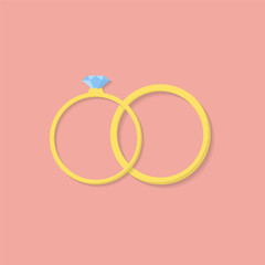 Wedding rings icon. Flat design style