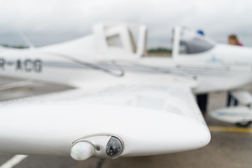 signal lantern on the wing of the plane