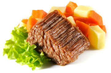 Beef stew on white background