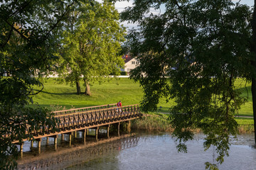 Obraz premium Bridge over the moat, in the old town in Fredrikstad, Norway