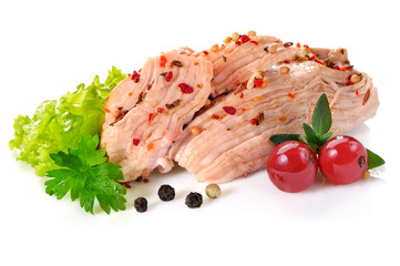 Pork stew on white background