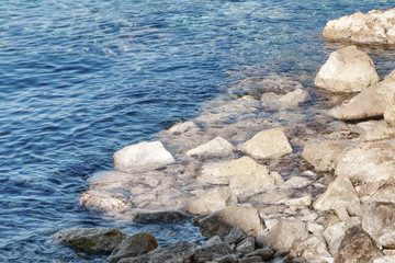 Beautiful view of rocks and blue sea