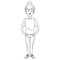 Young woman cartoon icon vector illustration graphic design