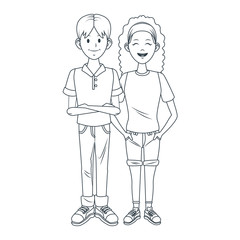 Young couple cartoon icon vector illustration graphic design