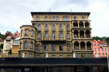 Fototapeta na wymiar abandoned former noble first class Hotel in czech republic