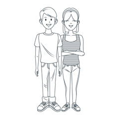 Young couple cartoon icon vector illustration graphic design