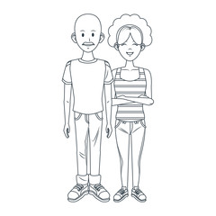 Young couple cartoon icon vector illustration graphic design