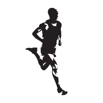 Running man, abstract vector silhouette