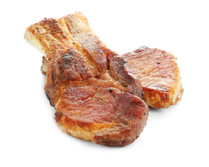 Delicious grilled ribs isolated on white