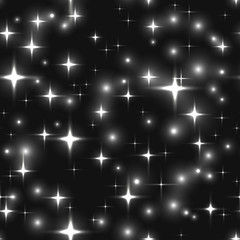 seamless background with black and white stars and blurs