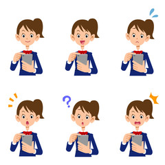 スマートフォン　操作　女子　学生　表情
