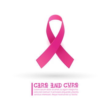 Pink Ribbon Breast Cancer Awareness Icon Isolated