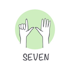 Obraz premium Vector ticks fingers count drawing Seven