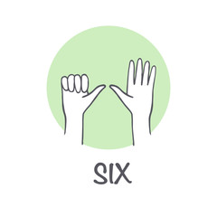 Vector ticks fingers count drawing Six