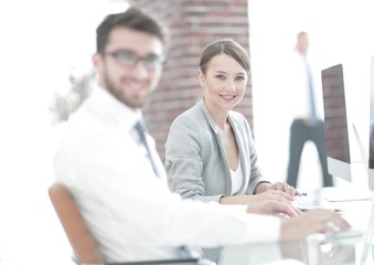 closeup. business lady with his assistant