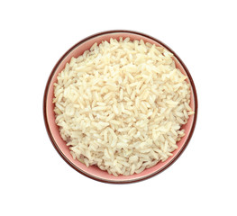 Bowl with rice, isolated on white
