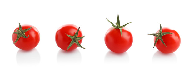 Fresh cherry tomatoes, isolated on white
