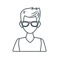 Young man with sunglasses cartoon icon vector illustration graphic design