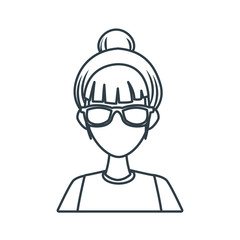 Young woman with sunglasses cartoon icon vector illustration graphic design
