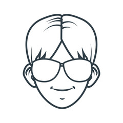 Young man with sunglasses cartoon icon vector illustration graphic design