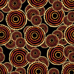 African ethnic seamless pattern for fabric, textile, paper. Vector bright illustration on black background