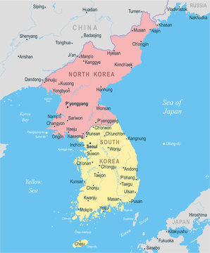 Korean Peninsula Map - Vector Illustration