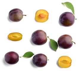 Fresh ripe plums on white background © Africa Studio